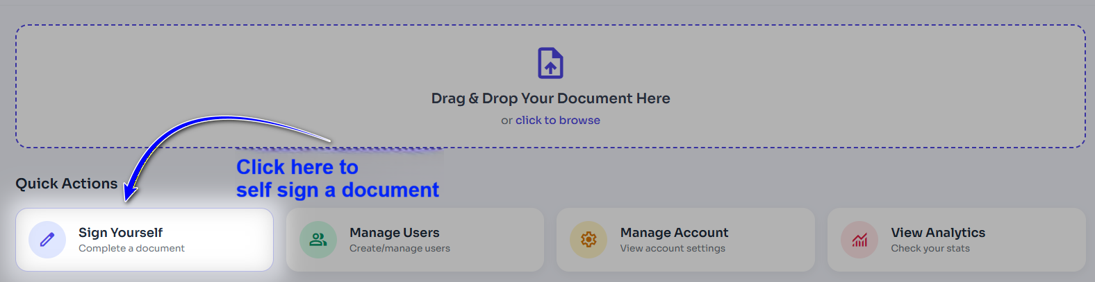 Self Sign Upload Area